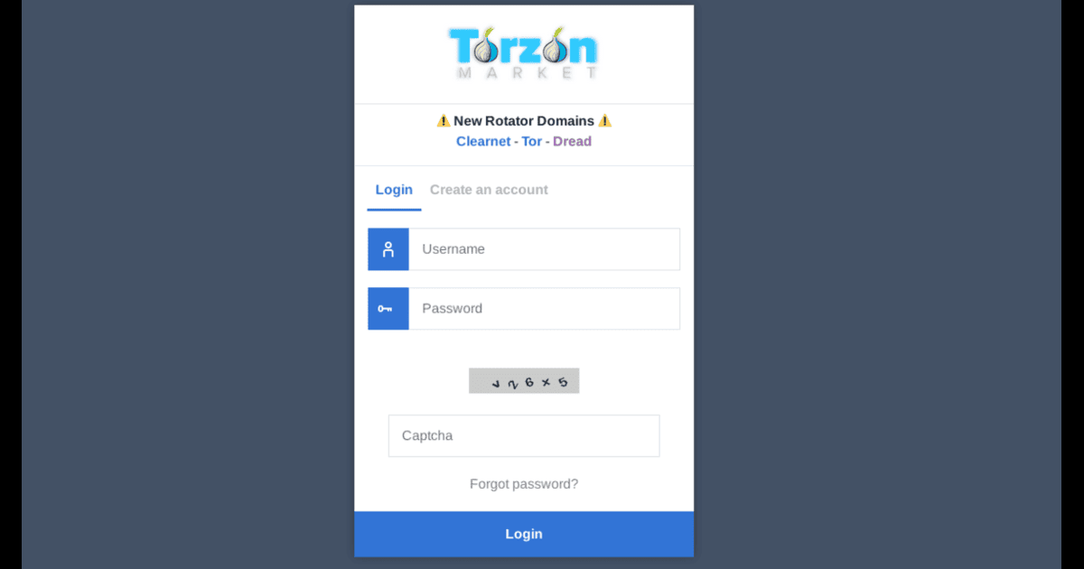 Official Torzon URL login page